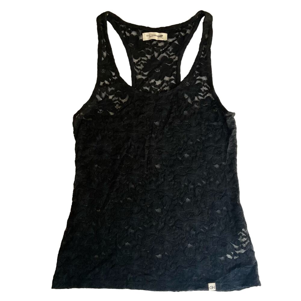 Gilly Hicks Sydney Women’s Sexy See-through Lace Tee, size M, Black, Stretchy